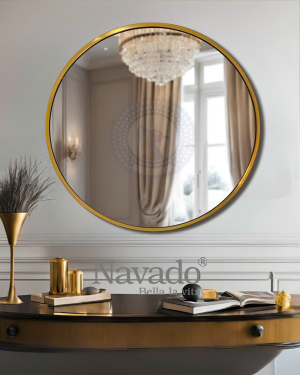 Decorative mirror model for living room wall with gold stainless steel frame