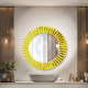 Round decorative wall art mirror with gold rim