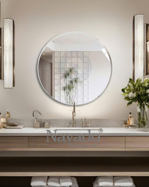 Round bathroom wall mirror with beveled edge NAV 108