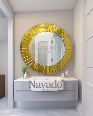 Round Gold Frame Art Bathroom Wall Mirror The Light NAV 2012D