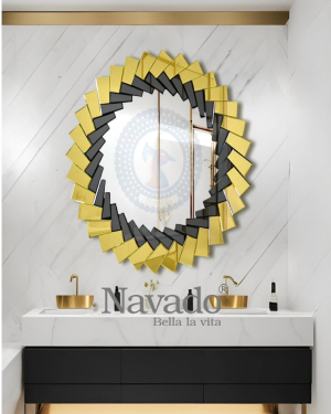 Round gold frame bathroom wall art mirror Mable NAV 2002NT