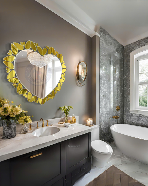 Amora gold heart NAV 2204-NT high-end living room interior decoration mirror