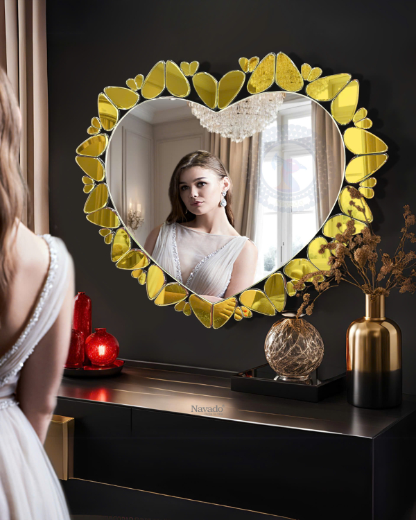 Amora gold heart NAV 2204-NT high-end living room interior decoration mirror
