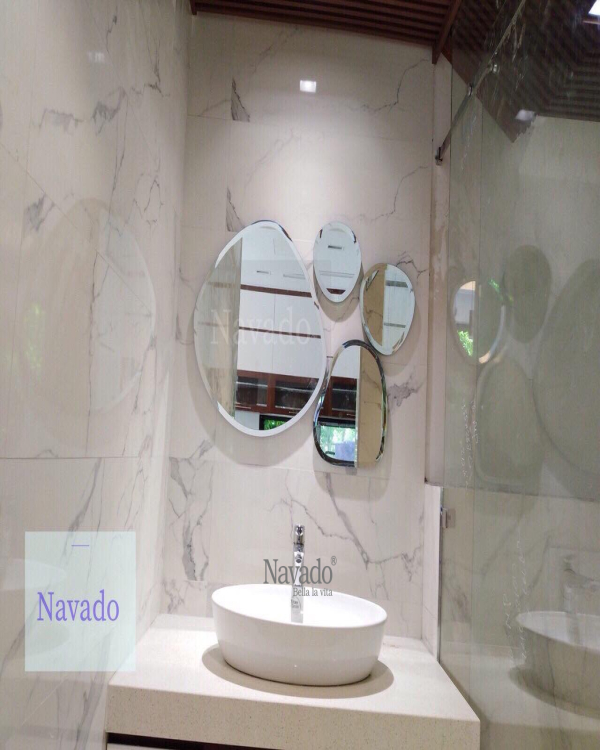 High-end living room wall decoration mirror model stone beach
