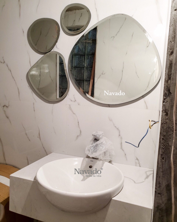 ART DECOR STONES MIRROR DECORATE LIVING ROOM