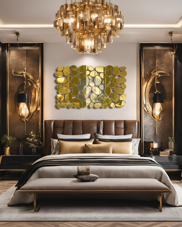 High-end living room decorative wall mirror model NUT