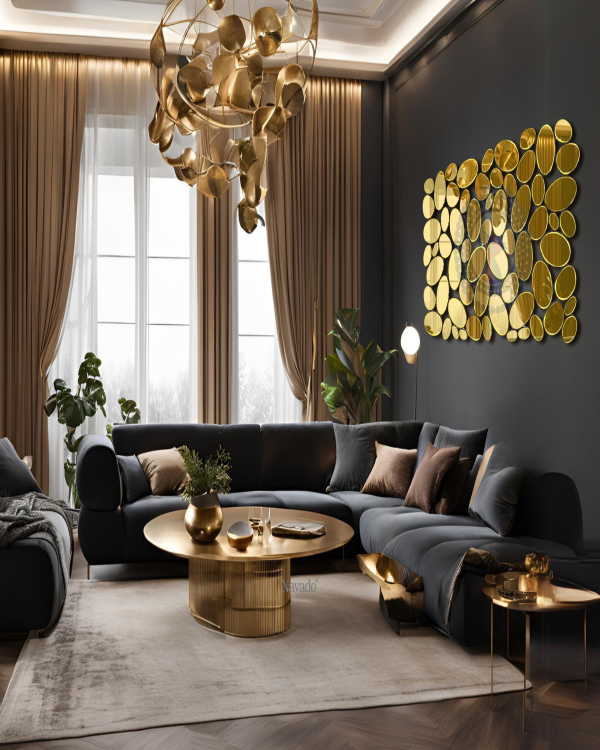 High-end living room decorative wall mirror model NUT