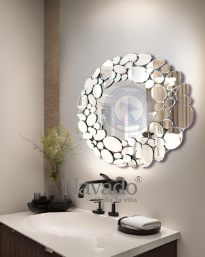  Artistic Polished Frame Bathroom Wall Mirror Halobay NAV2120