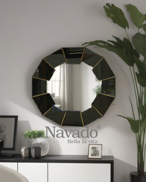 Round black frame art bathroom wall mirror King Black NAV 2036NT