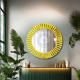 Round decorative wall art mirror with gold rim