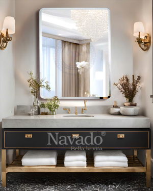 MODERN RECTANGLE MAKEUP MIRROR WITH SILVER FRAME