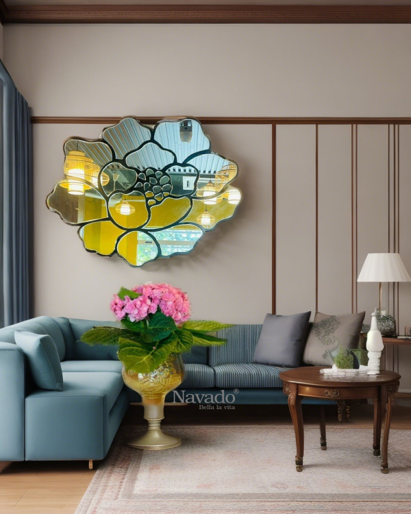 Mirror art wall rose gold
