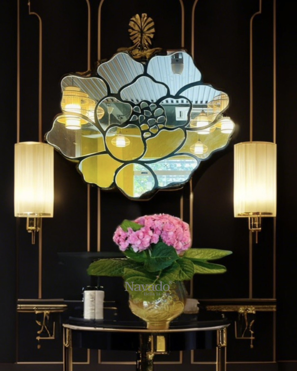 Mirror art wall rose gold