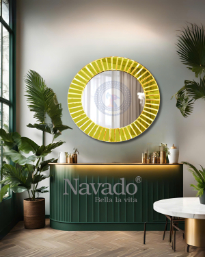 The Light decorative mirror with gold border