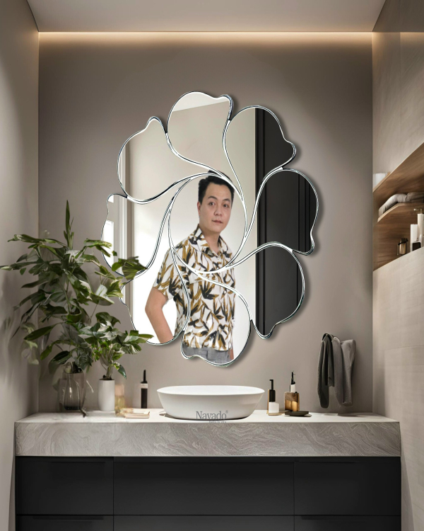 Round bathroom wall art mirror Mimosa NAV 2035