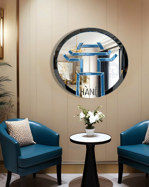 Hanoi Blue Round Interior Decoration Wall Mirror NAV 2078-NT