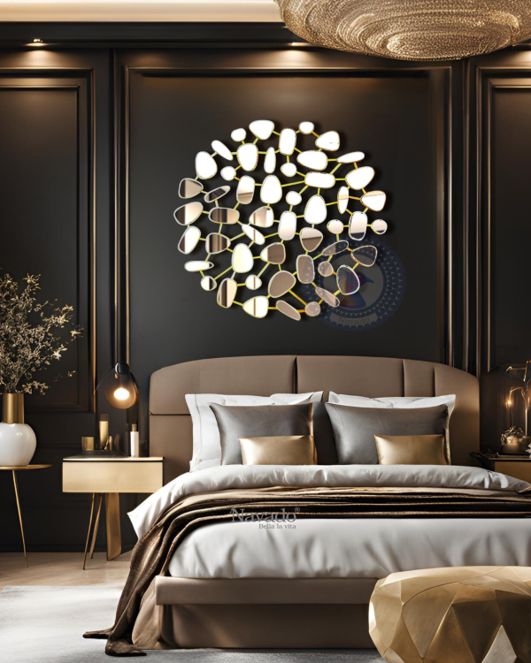 Round Golden Bedroom Wall Decor Mirror Rocio NAV 2208
