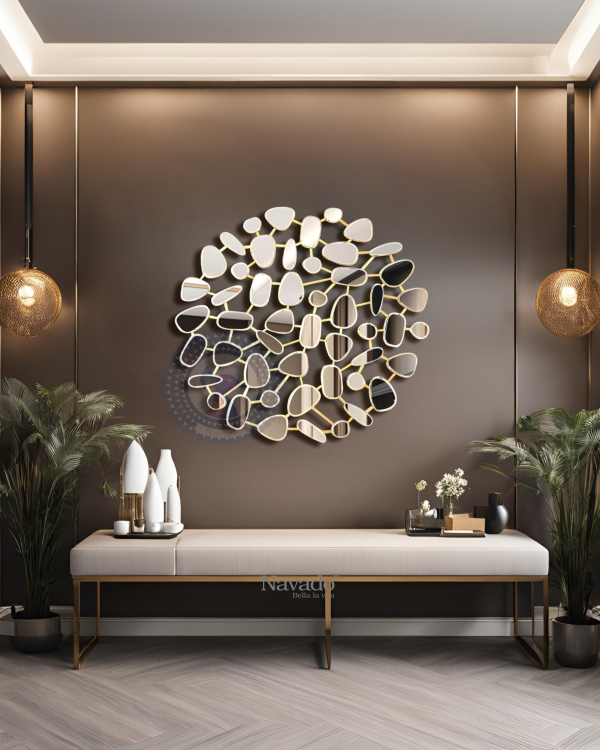 Round Golden Bedroom Wall Decor Mirror Rocio NAV 2208