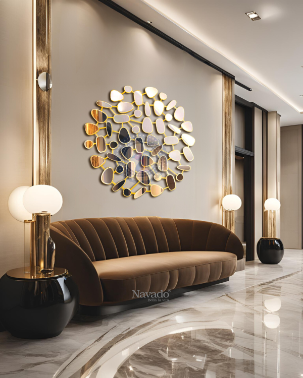 Round Golden Bedroom Wall Decor Mirror Rocio NAV 2208