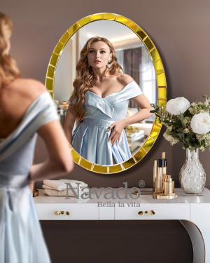 Golden Oval Wall Decor Mirror Rossi NAV 2125