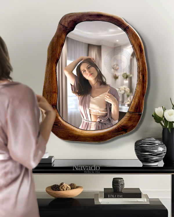 Wooden Artistic Makeup Mirror NAV 2145