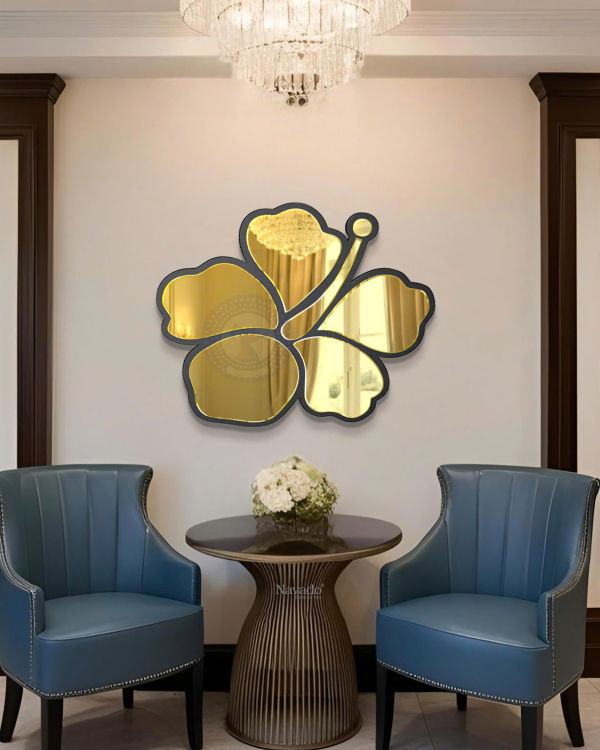 Artistic Golden Flower Bedroom Mirror