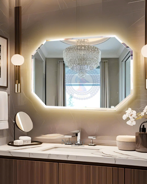 LED Artistic Octagonal Vanity Decor Mirror
