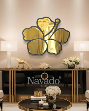 Artistic Golden Flower Bedroom Mirror