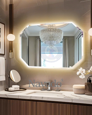 LED Octagonal Bathroom Decor Mirror
