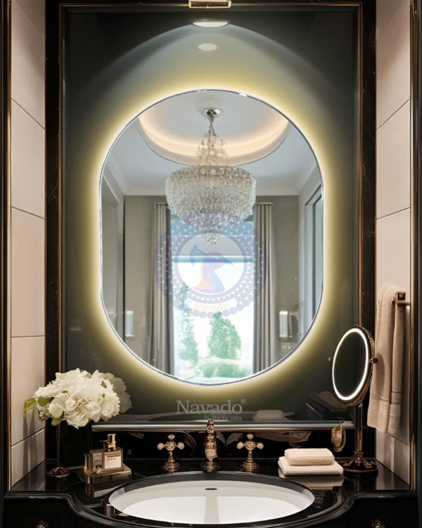 Artistic LED Oval Bathroom Mirror