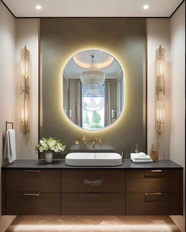 Artistic LED Oval Bathroom Mirror