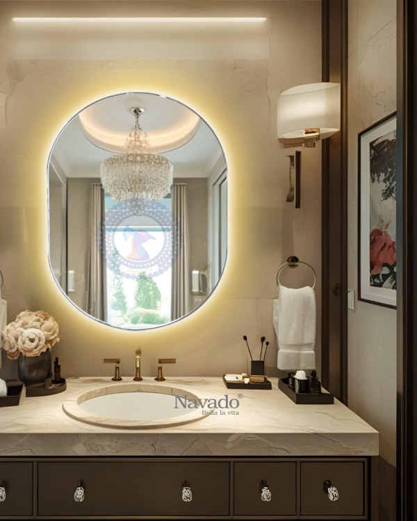 Artistic LED Oval Bathroom Mirror