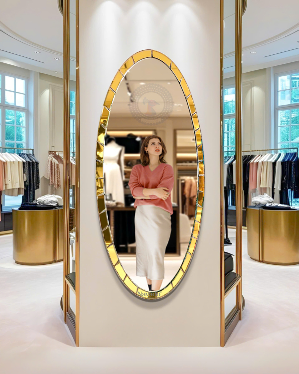 Full-length Oval Golden Frame Mirror