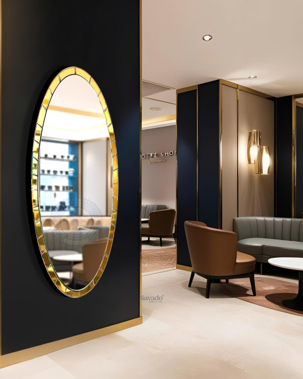 Full-length Oval Golden Frame Mirror