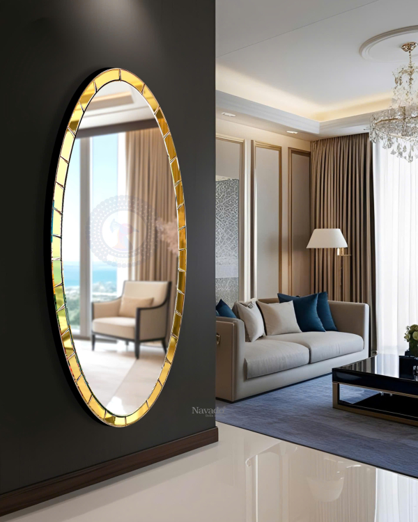 Full-length Oval Golden Frame Mirror