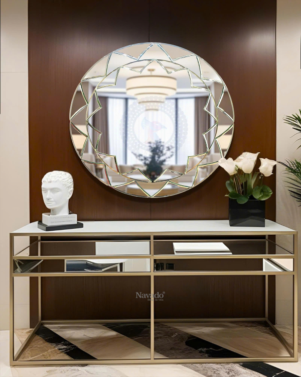 Geometric Artistic Round Mirror