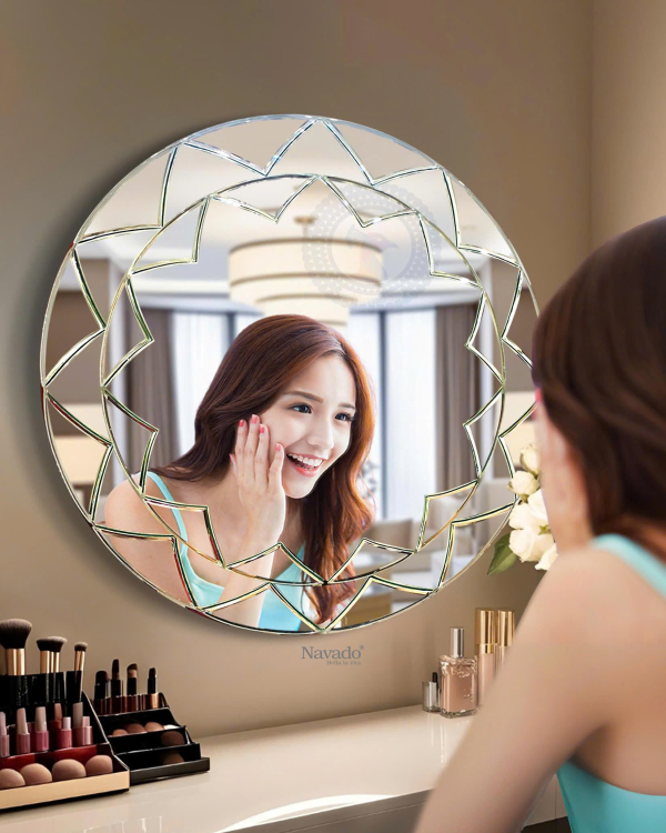 Geometric Artistic Round Vanity Mirror 
