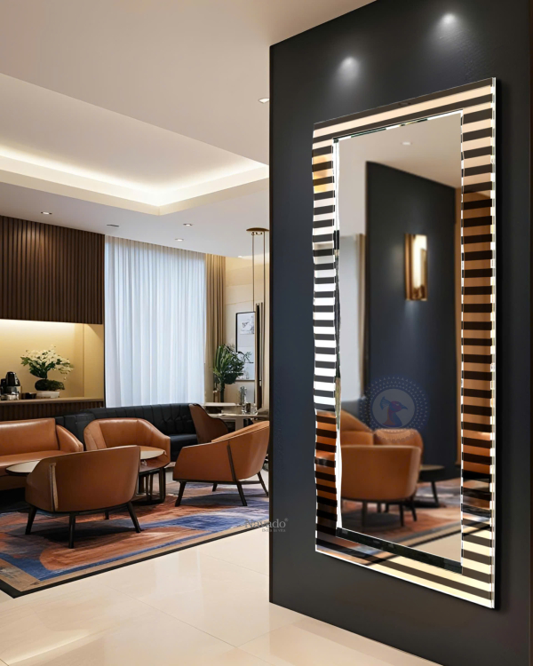 Striped Geometric Full-Length Vanity Mirror