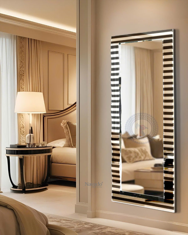Striped Geometric Full-Length Vanity Mirror