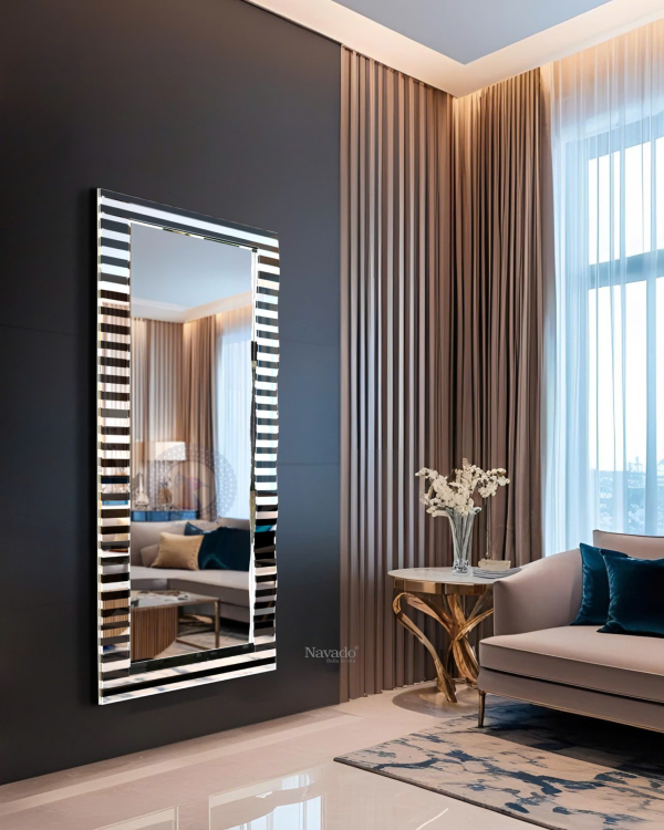 Striped Geometric Full-Length Vanity Mirror