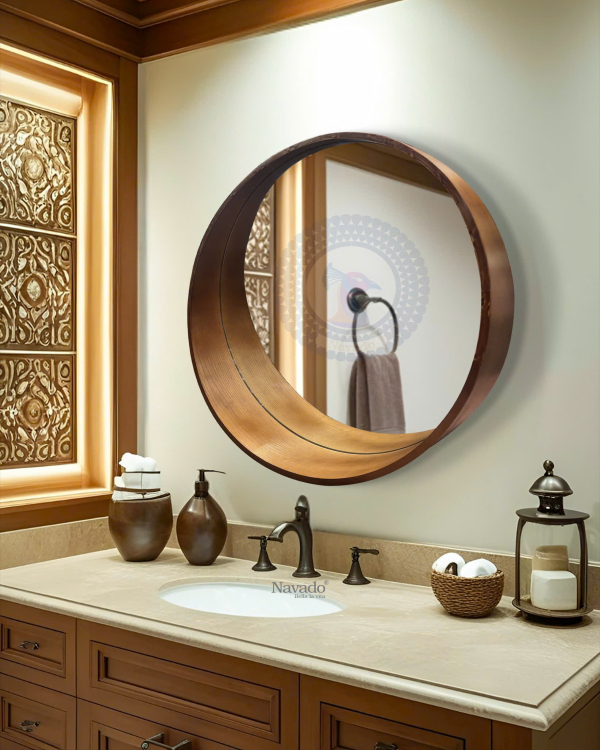 Wooden Artistic Circle Vanity Mirror 