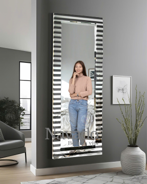 Striped Geometric Full-Length Vanity Mirror