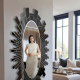 Black Geometric Full-Length Oval Vanity Mirror 