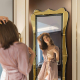 Full-Length Artistic Golden Curved Vanity Mirror 