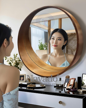 Wooden Artistic Circle Decoration Mirror