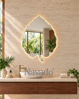 Backlit Leaf Bathroom Mirror
