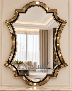 Black Gold Scalloped Interior Mirror