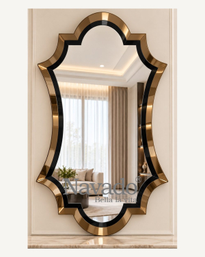 Black Gold Sculpted Wall Mirror