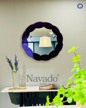 Black Scalloped Round Interior Mirror