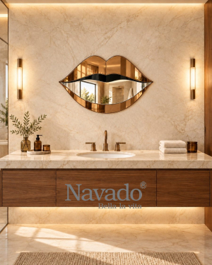 Gold Lips Decorative Bathroom Mirror